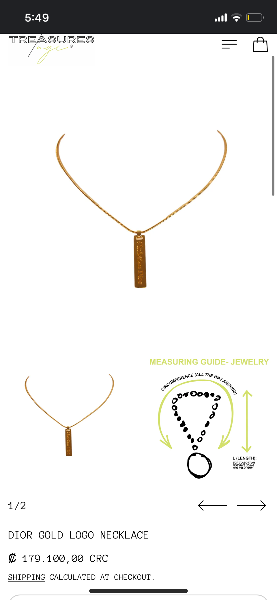 Christian Dior logo plaque pendant necklace