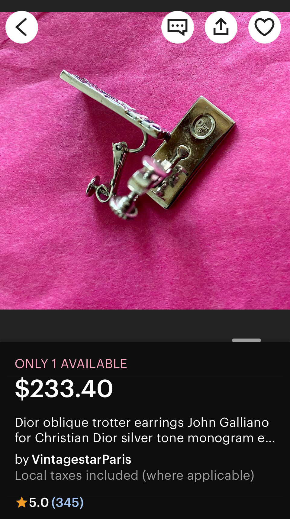 CHRISTIAN DIOR TROTTER 2 EARRINGS