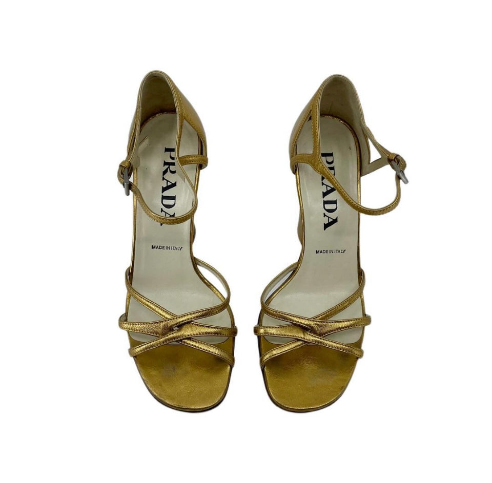Prada gold sandals