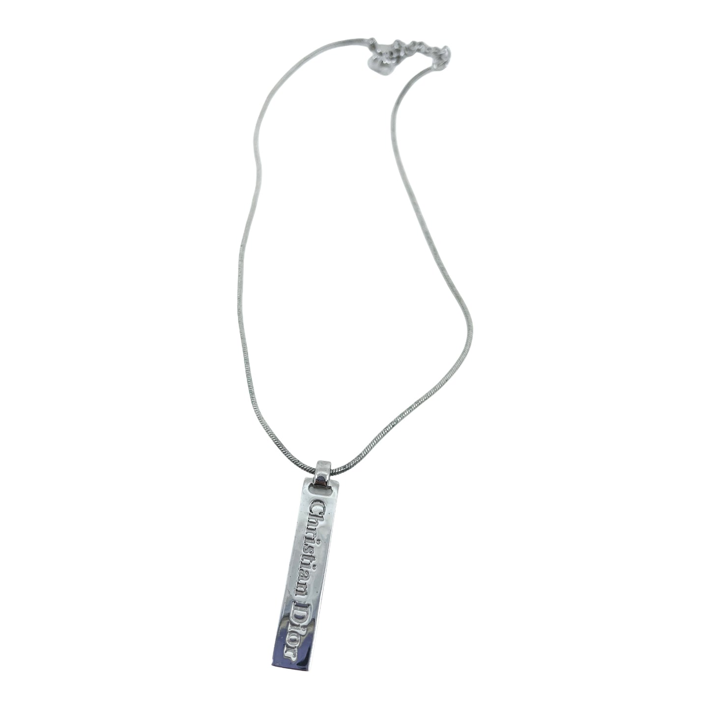 Christian Dior logo plaque pendant necklace