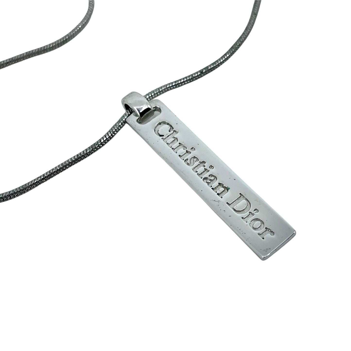 Christian Dior logo plaque pendant necklace