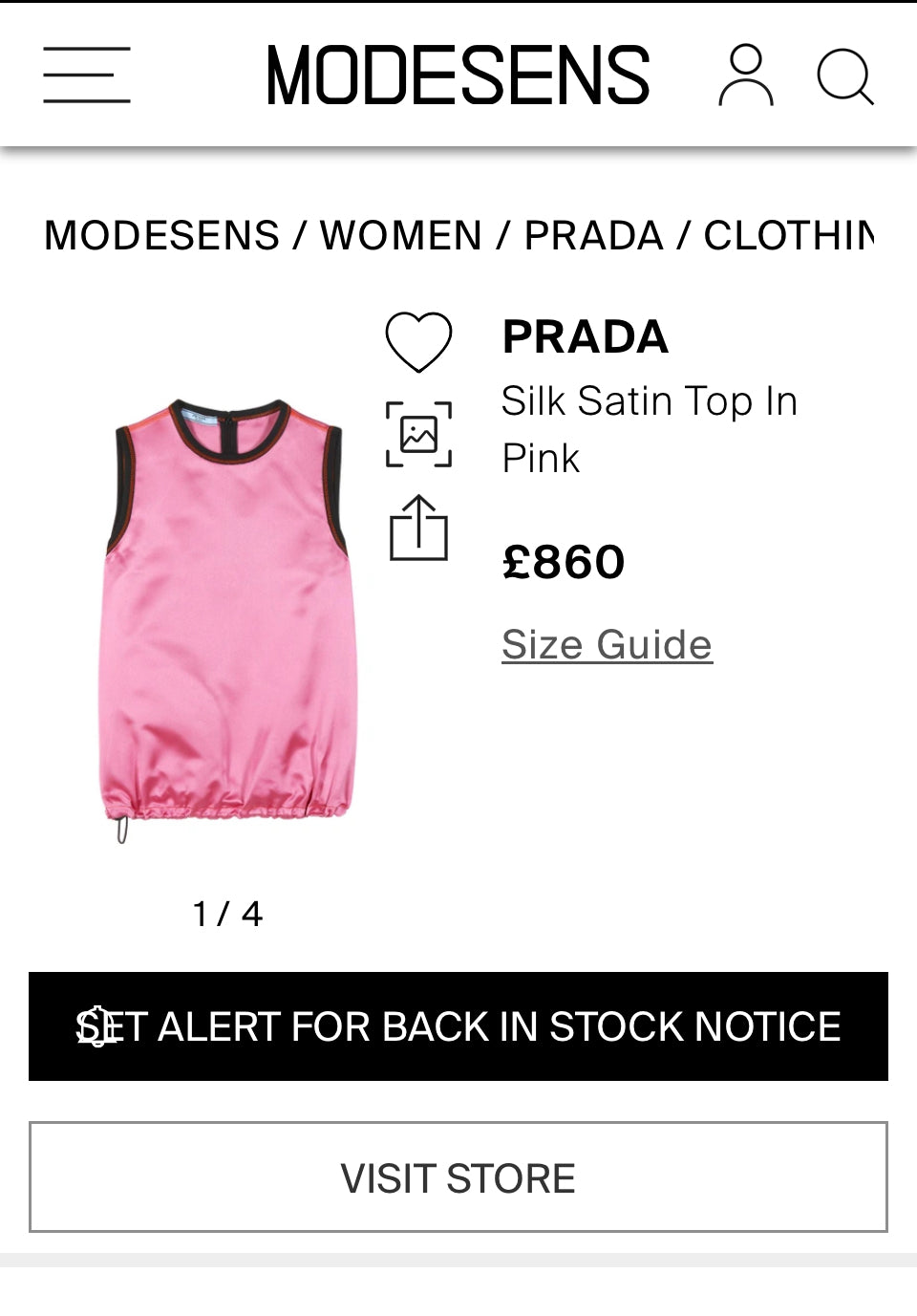 PRADA SILK SATIN TOP (M)