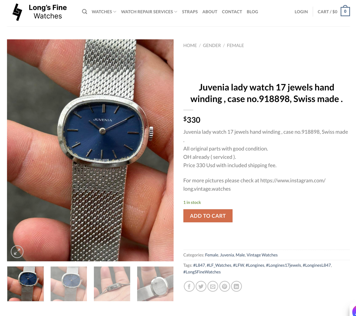 JUVENIA STAINLESS STEEL WATCH