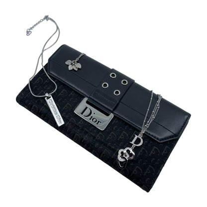Christian Dior logo plaque pendant necklace