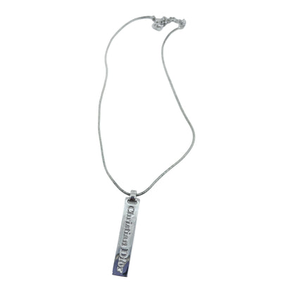 Christian Dior logo plaque pendant necklace
