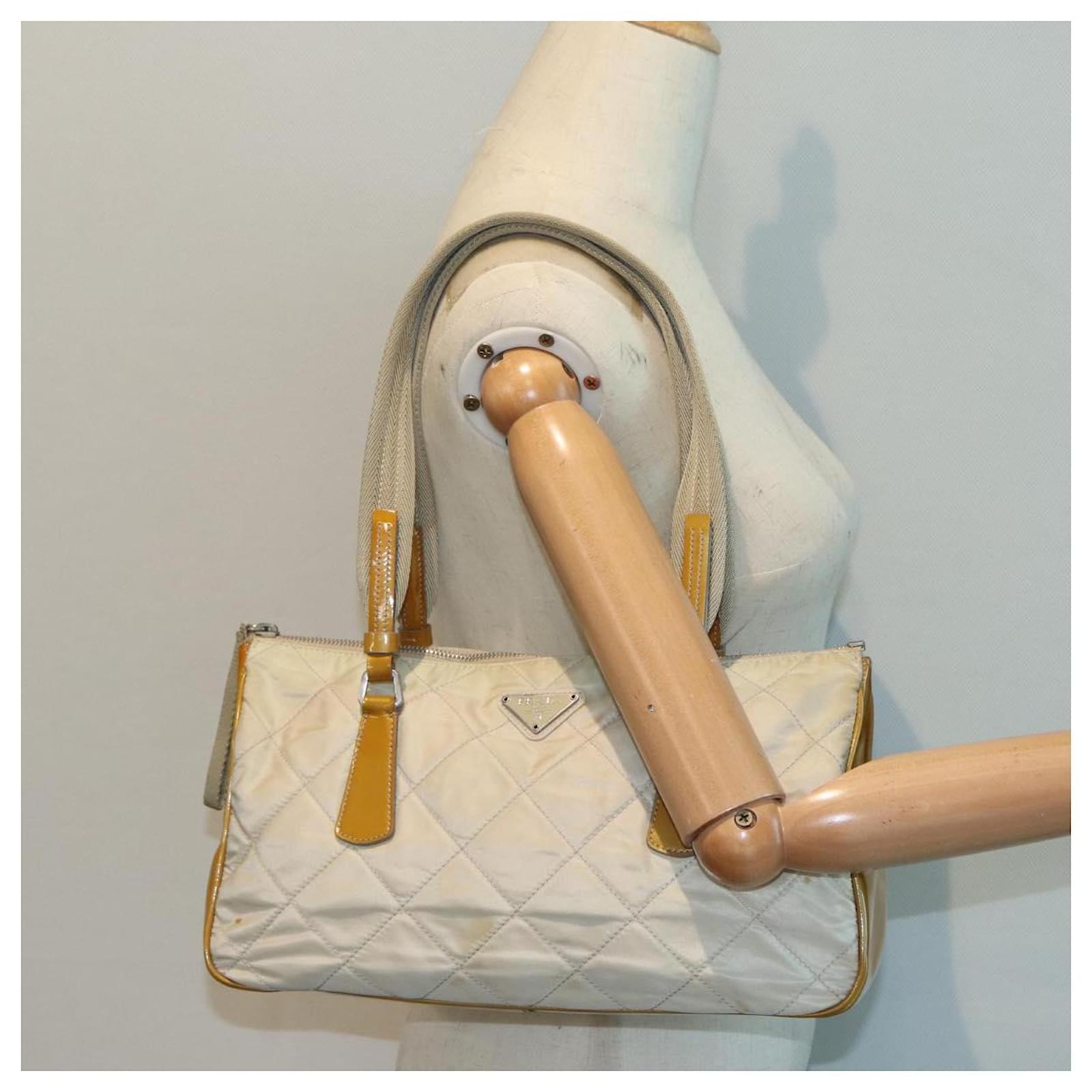 PRADA BEIGE NYLON SHOULDER BAG