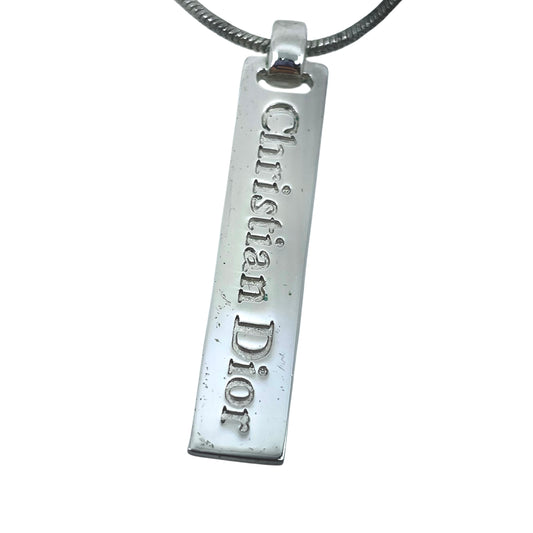 Christian Dior logo plaque pendant necklace