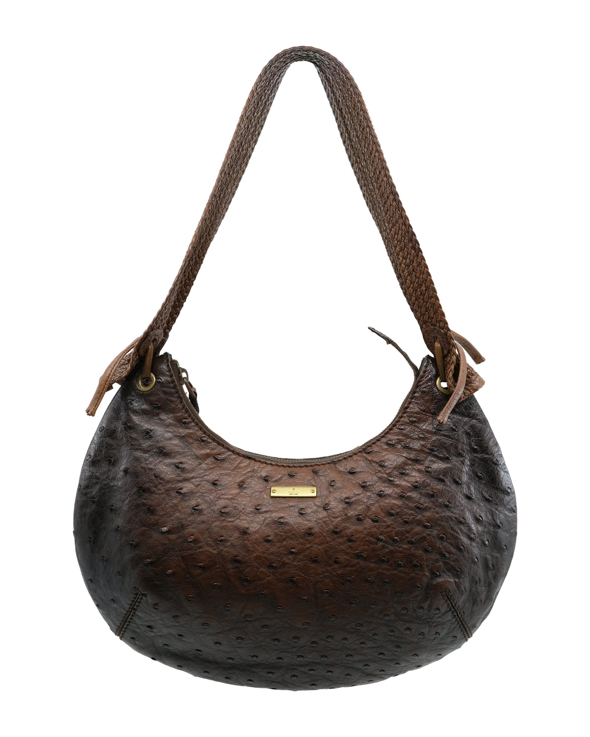 GUCCI OSTRICH LEATHER HALF MOON BAG