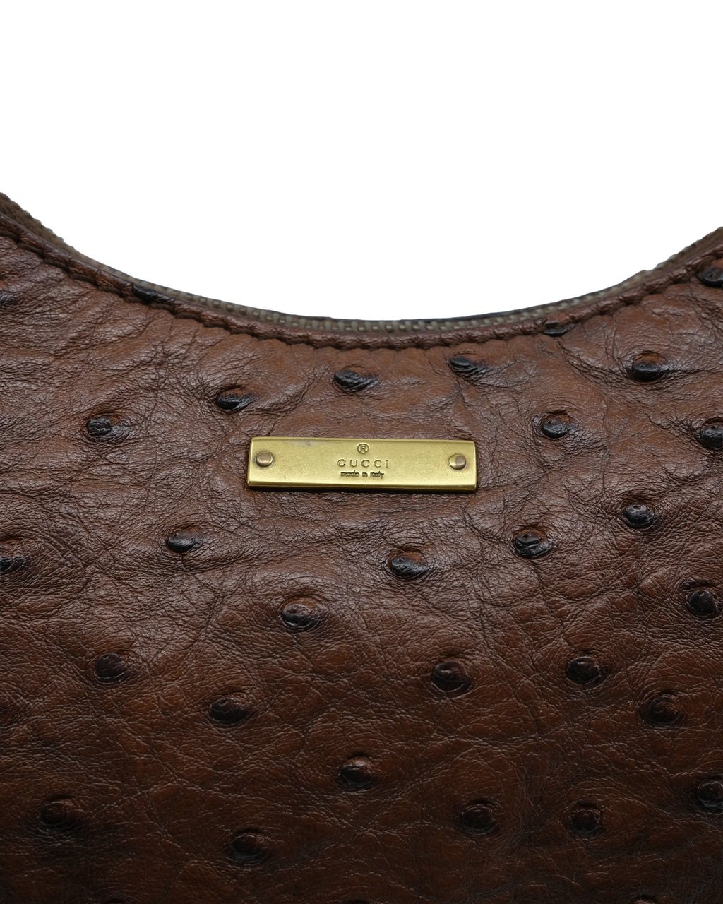 GUCCI OSTRICH LEATHER HALF MOON BAG