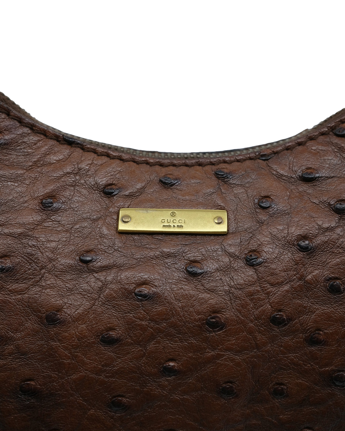 GUCCI OSTRICH LEATHER HALF MOON BAG