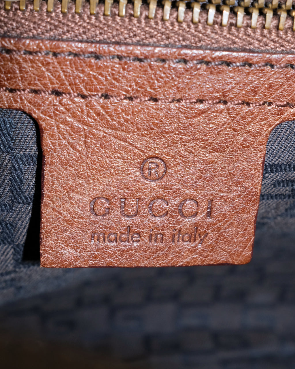 GUCCI OSTRICH LEATHER HALF MOON BAG