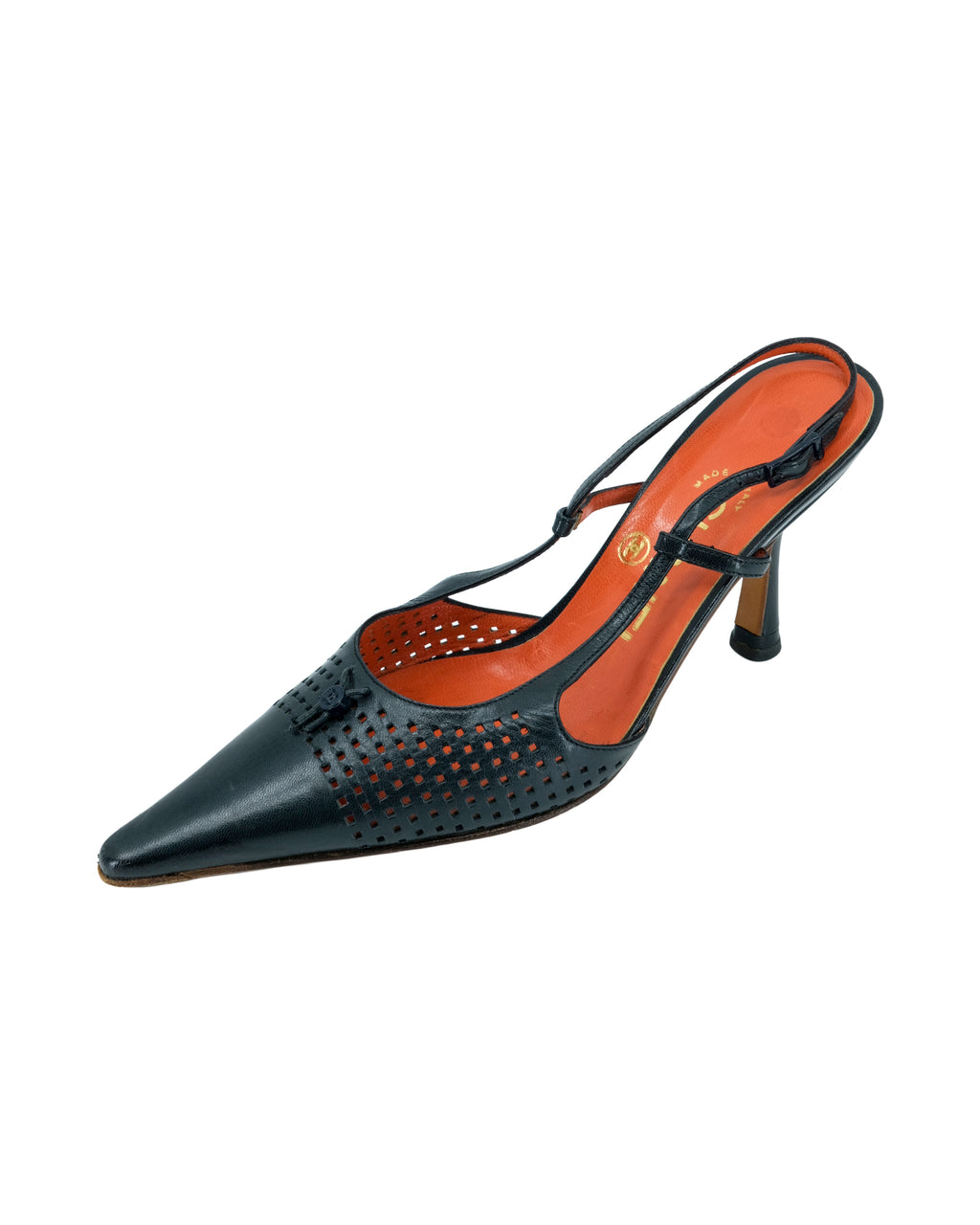 CHANEL BLACK PERFORATED HEELS (36.5)