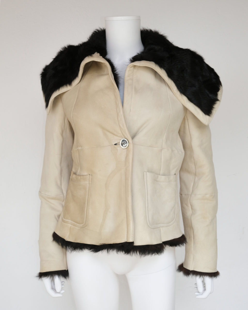 MAX MARA LEATHER & FUR JACKET (S)