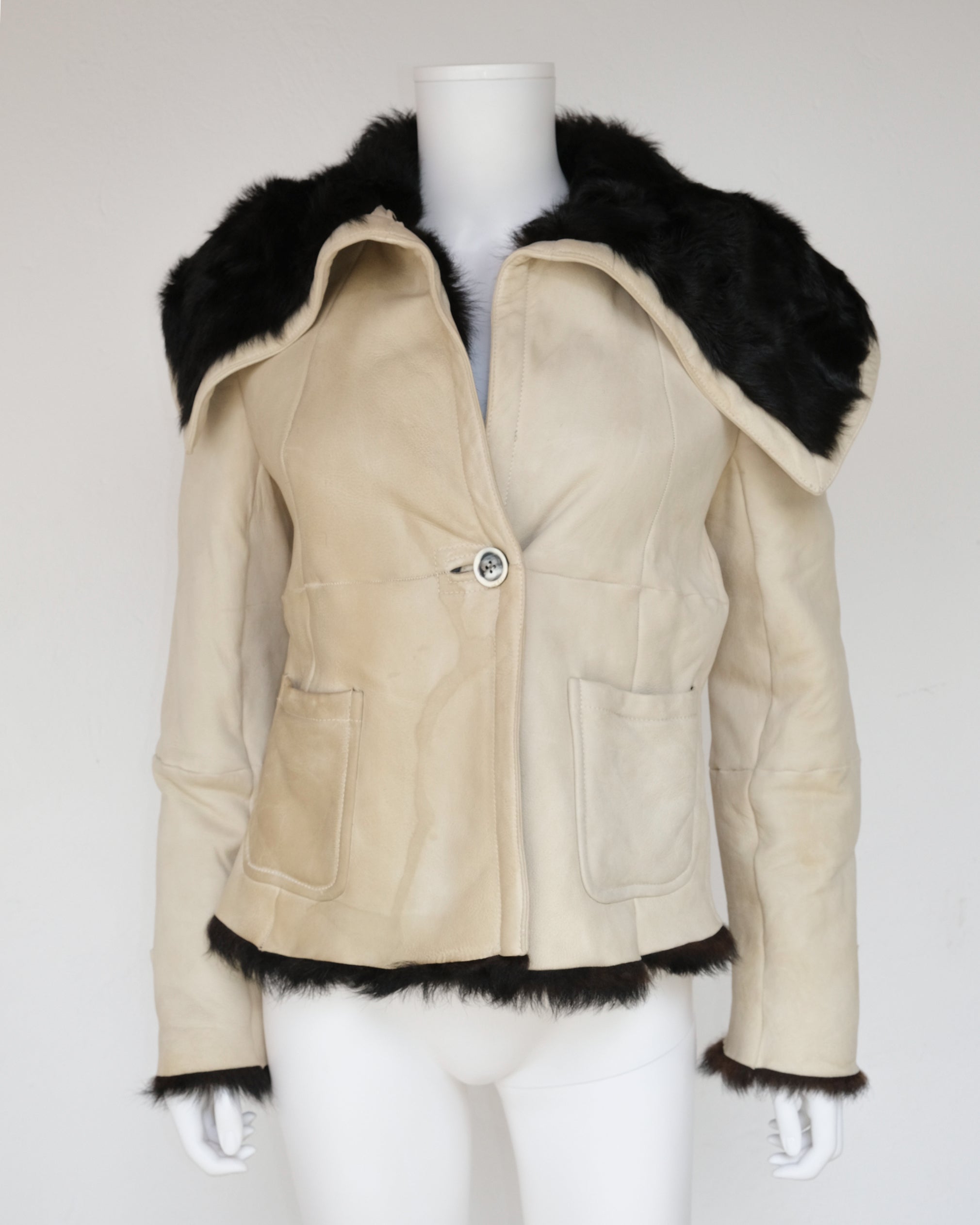 MAX MARA LEATHER & FUR JACKET (S)