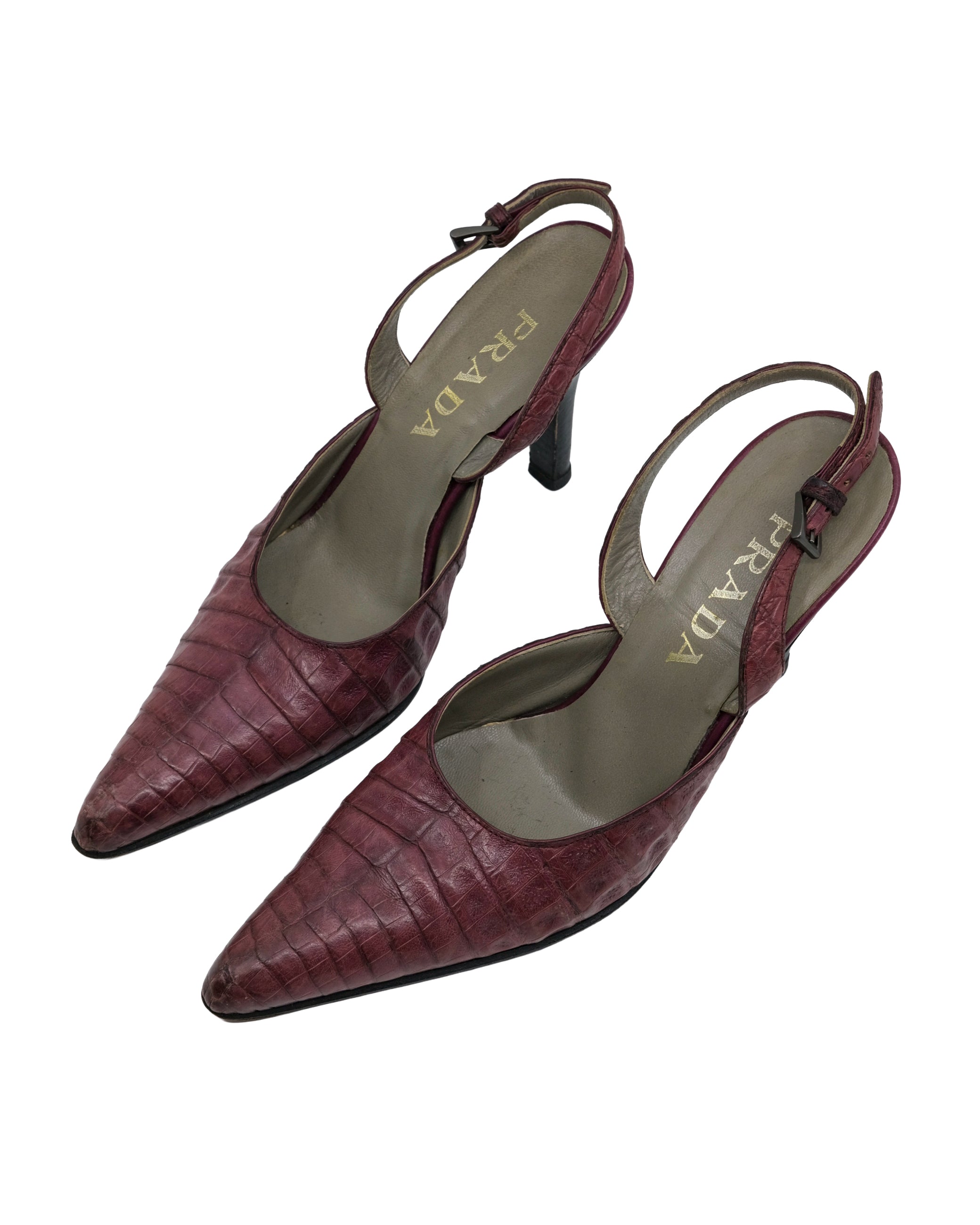 PRADA PINK CROCODILE HEELS (37)