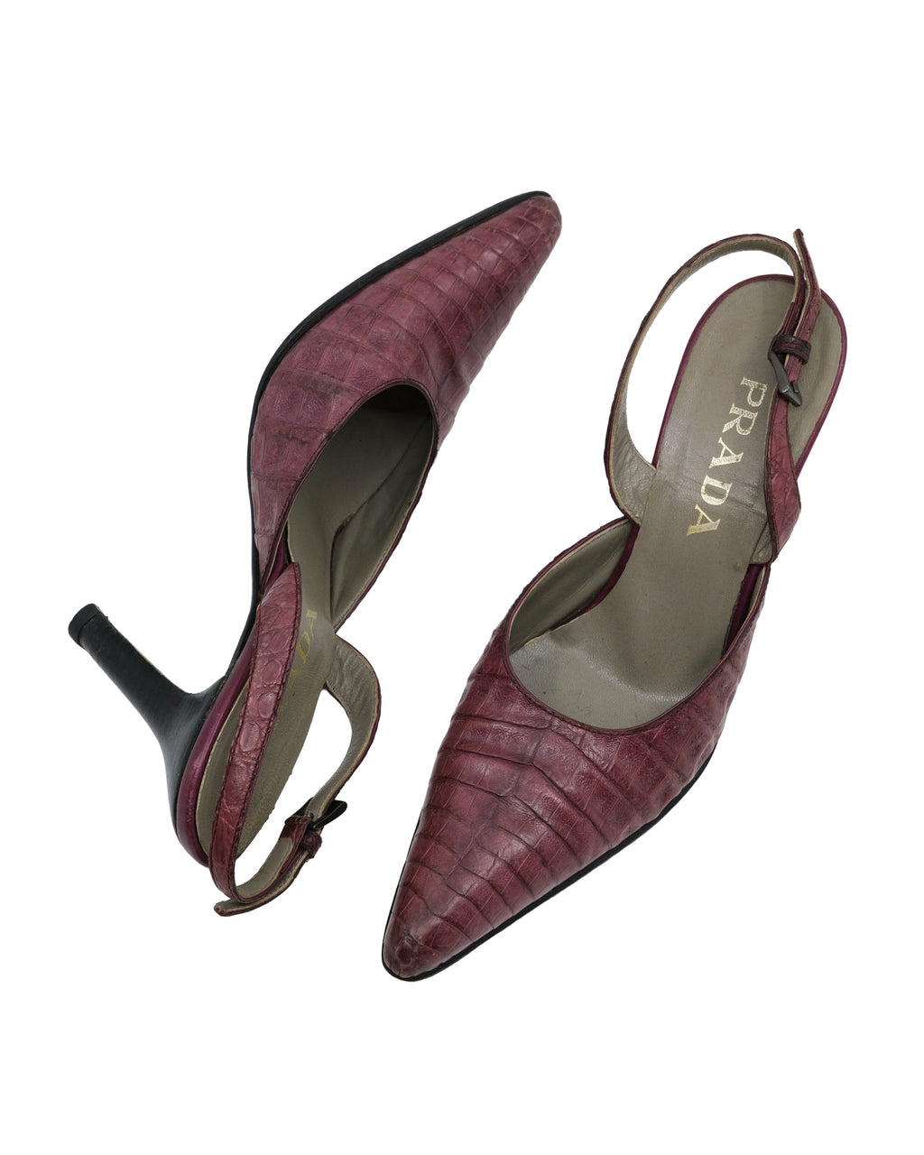 PRADA PINK CROCODILE HEELS (37)