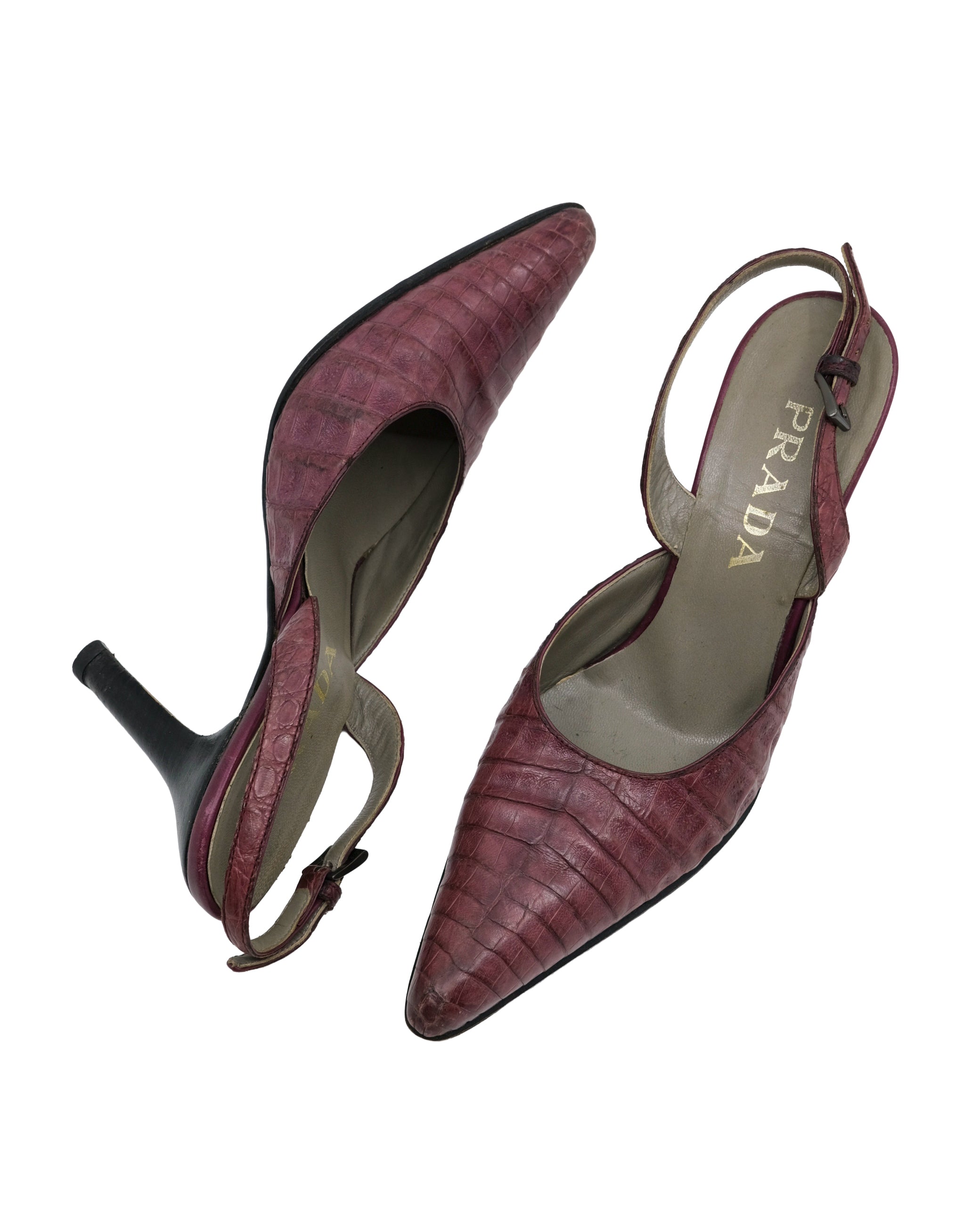 PRADA PINK CROCODILE HEELS (37)