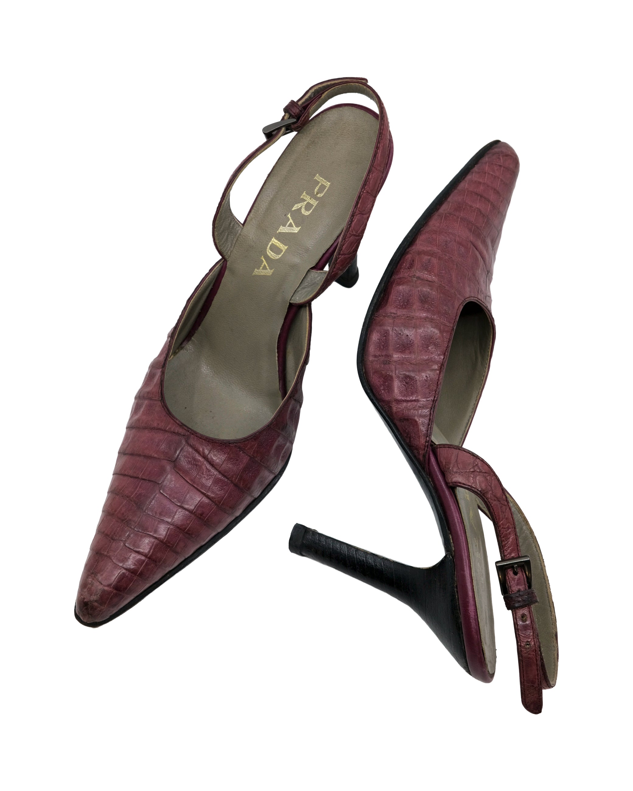 PRADA PINK CROCODILE HEELS (37)