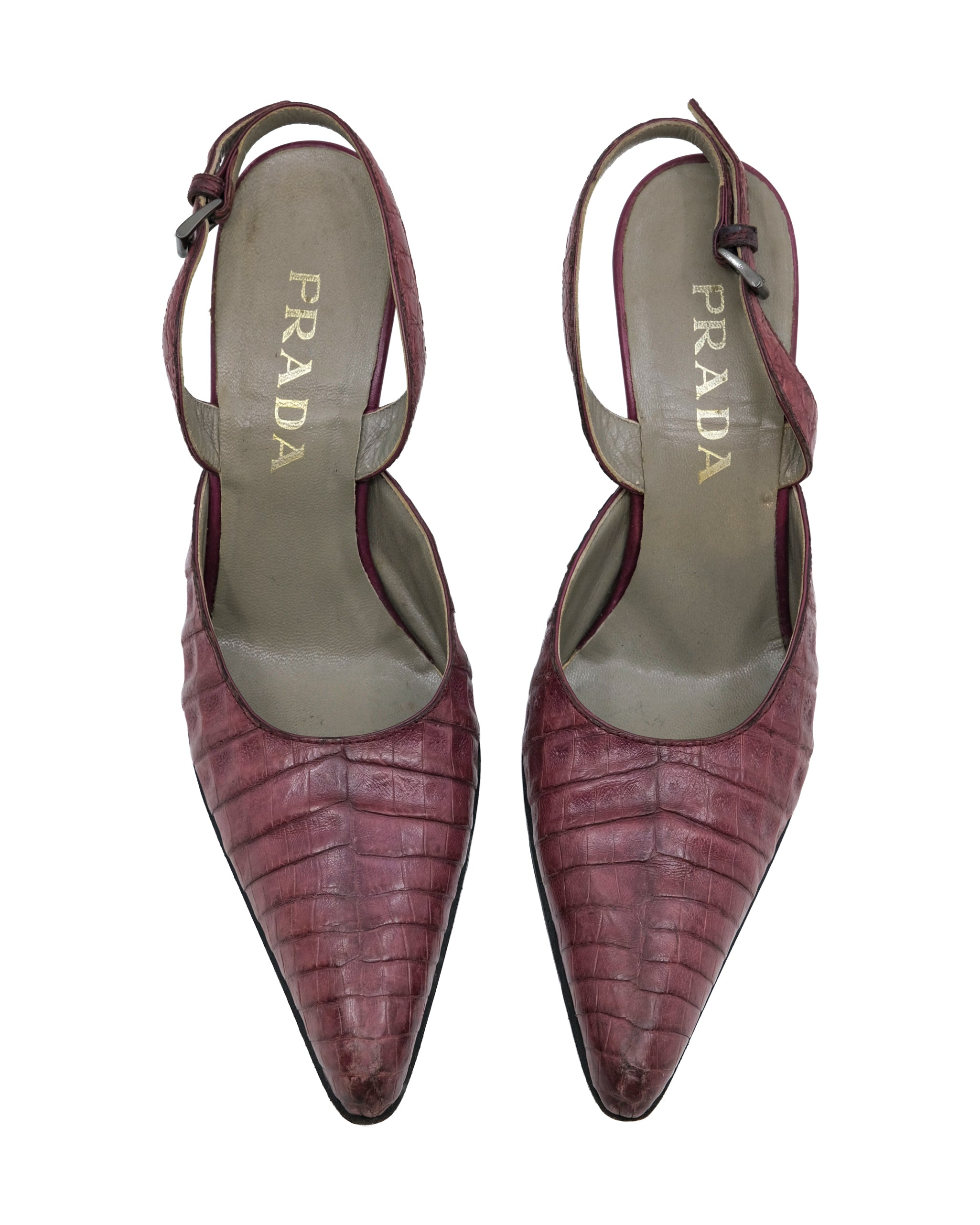 PRADA PINK CROCODILE HEELS (37)