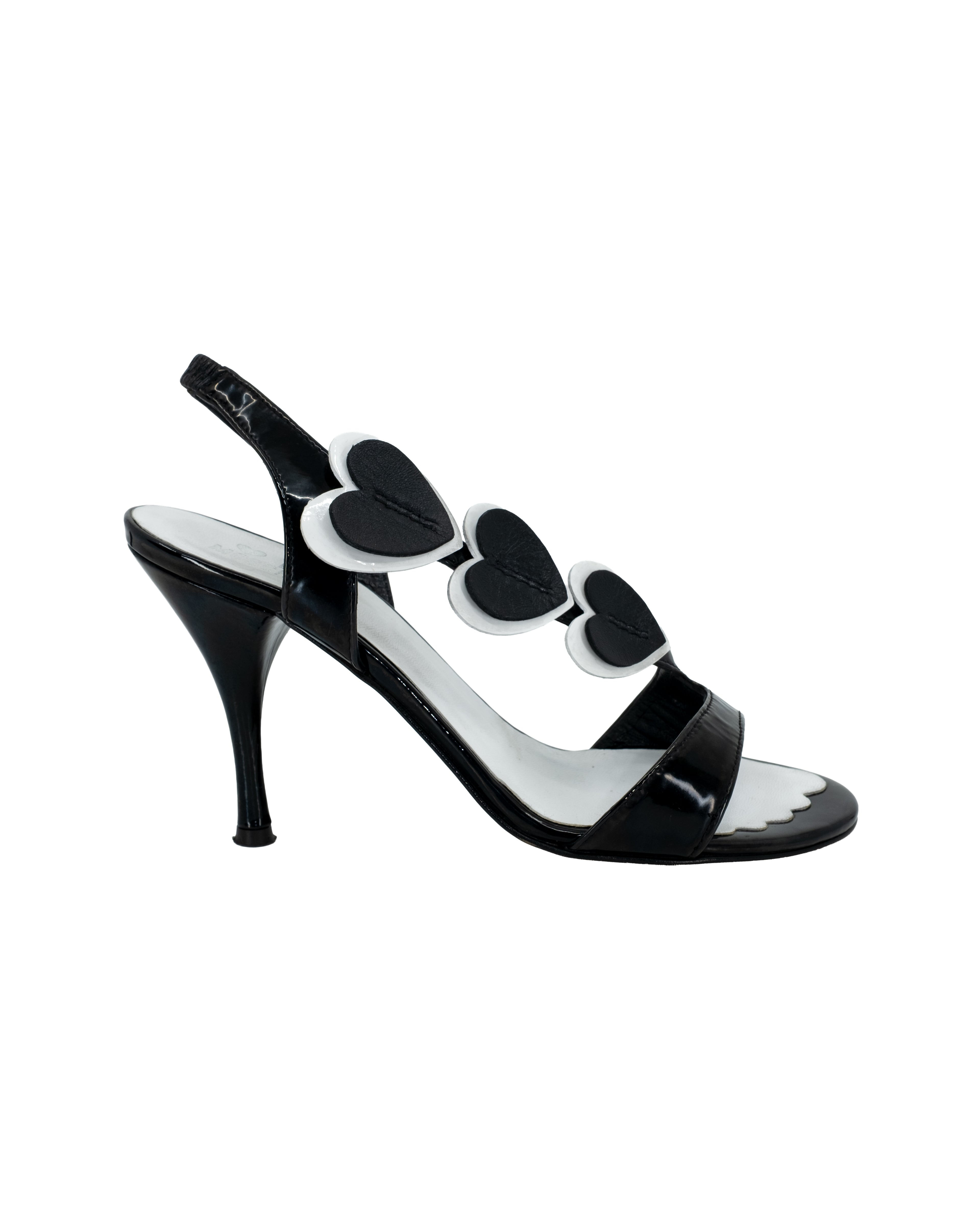 MOSCHINO LEATHER HEELS W/ HEARTS 37