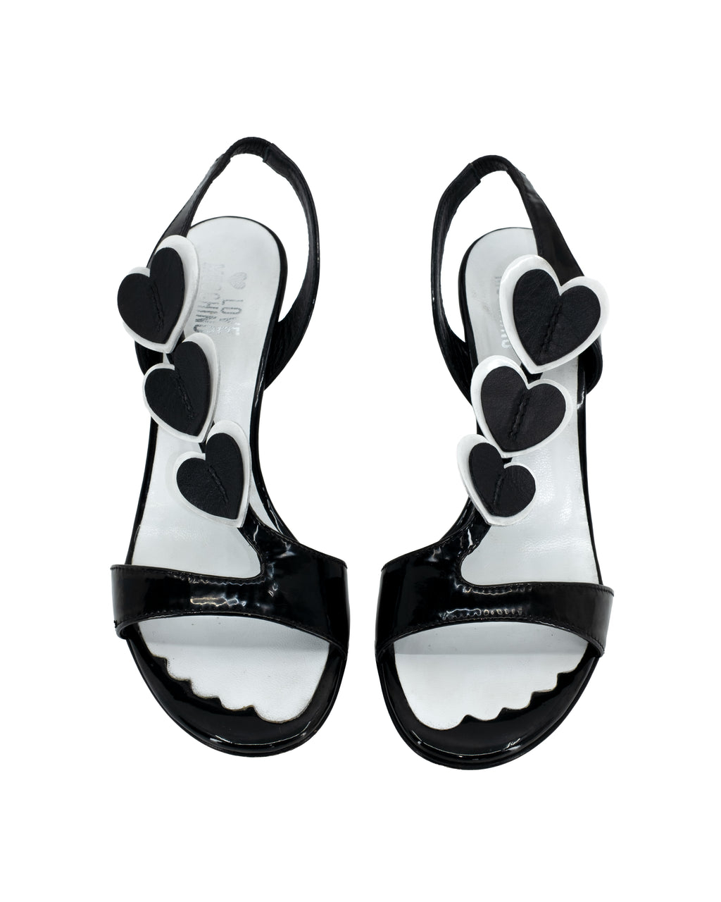 MOSCHINO LEATHER HEELS W/ HEARTS 37