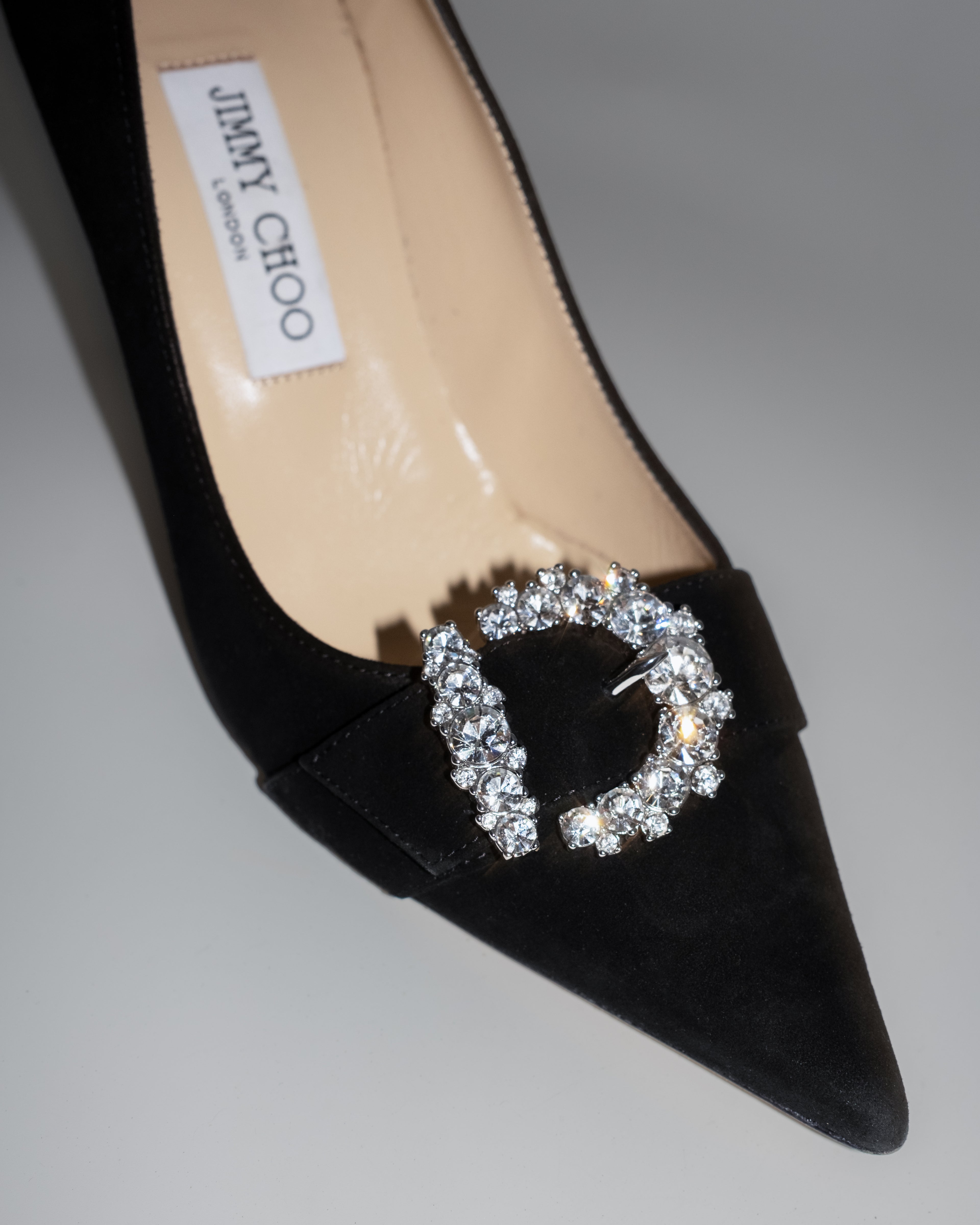 JIMMY CHOO CHERI CRYSTAL-BUCKLE PUMPS 38