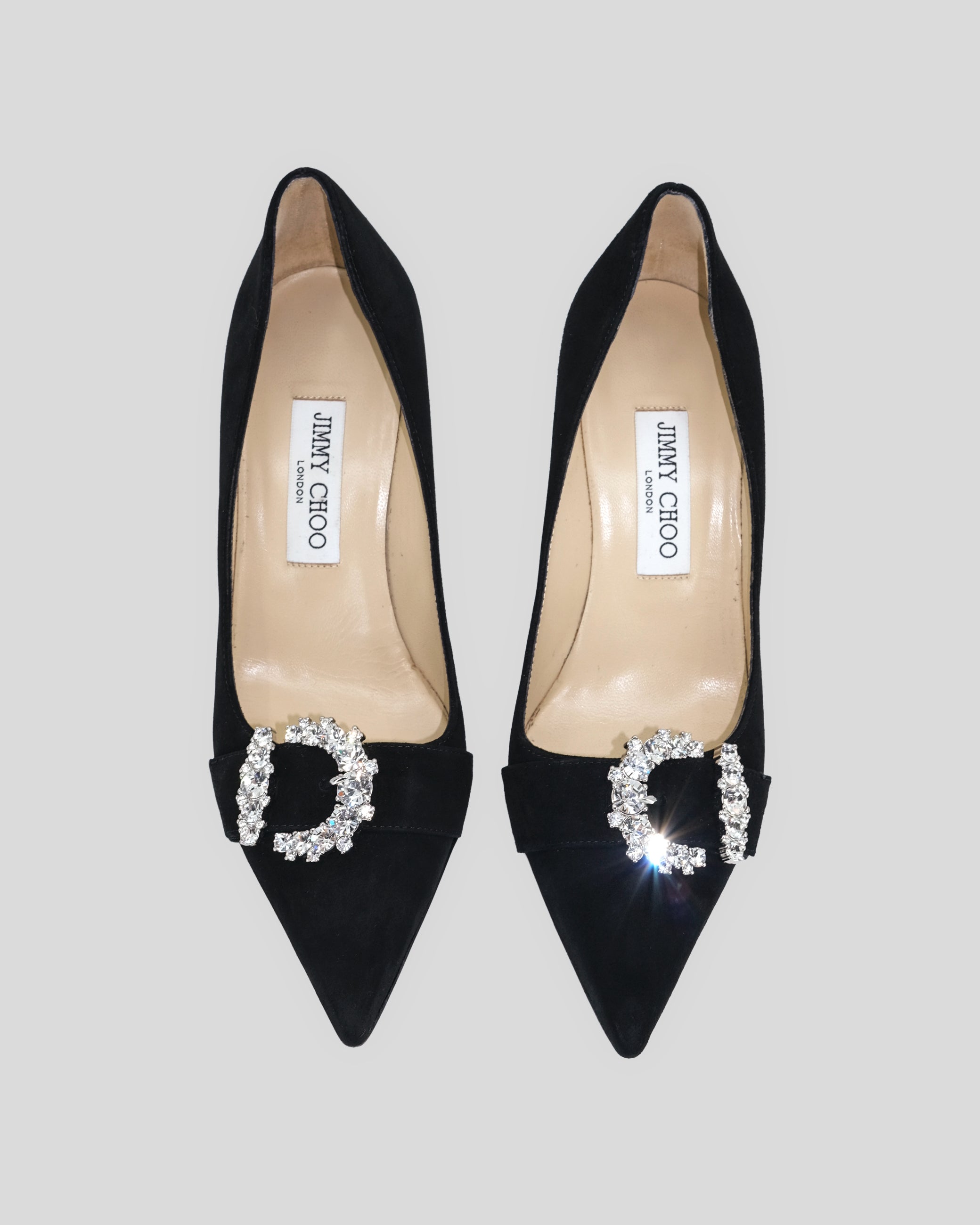 JIMMY CHOO CHERI CRYSTAL-BUCKLE PUMPS 38