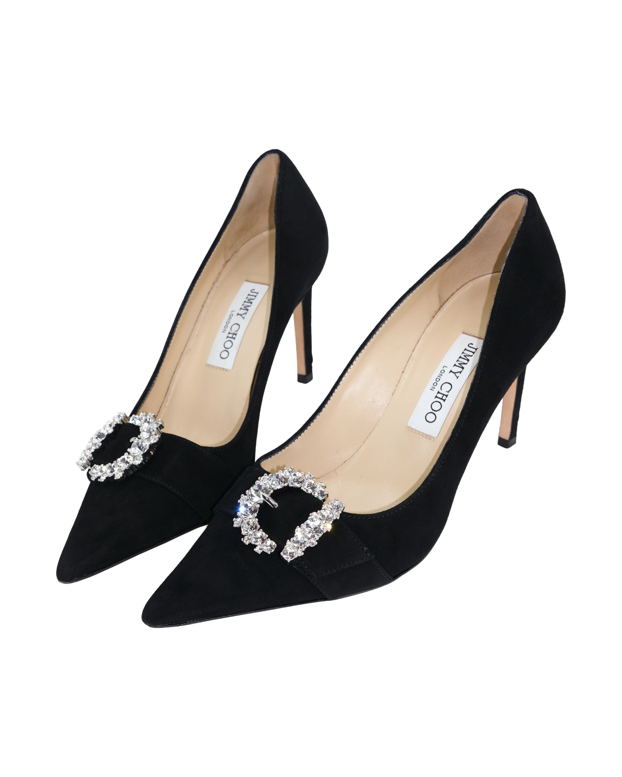 JIMMY CHOO CHERI CRYSTAL-BUCKLE PUMPS 38