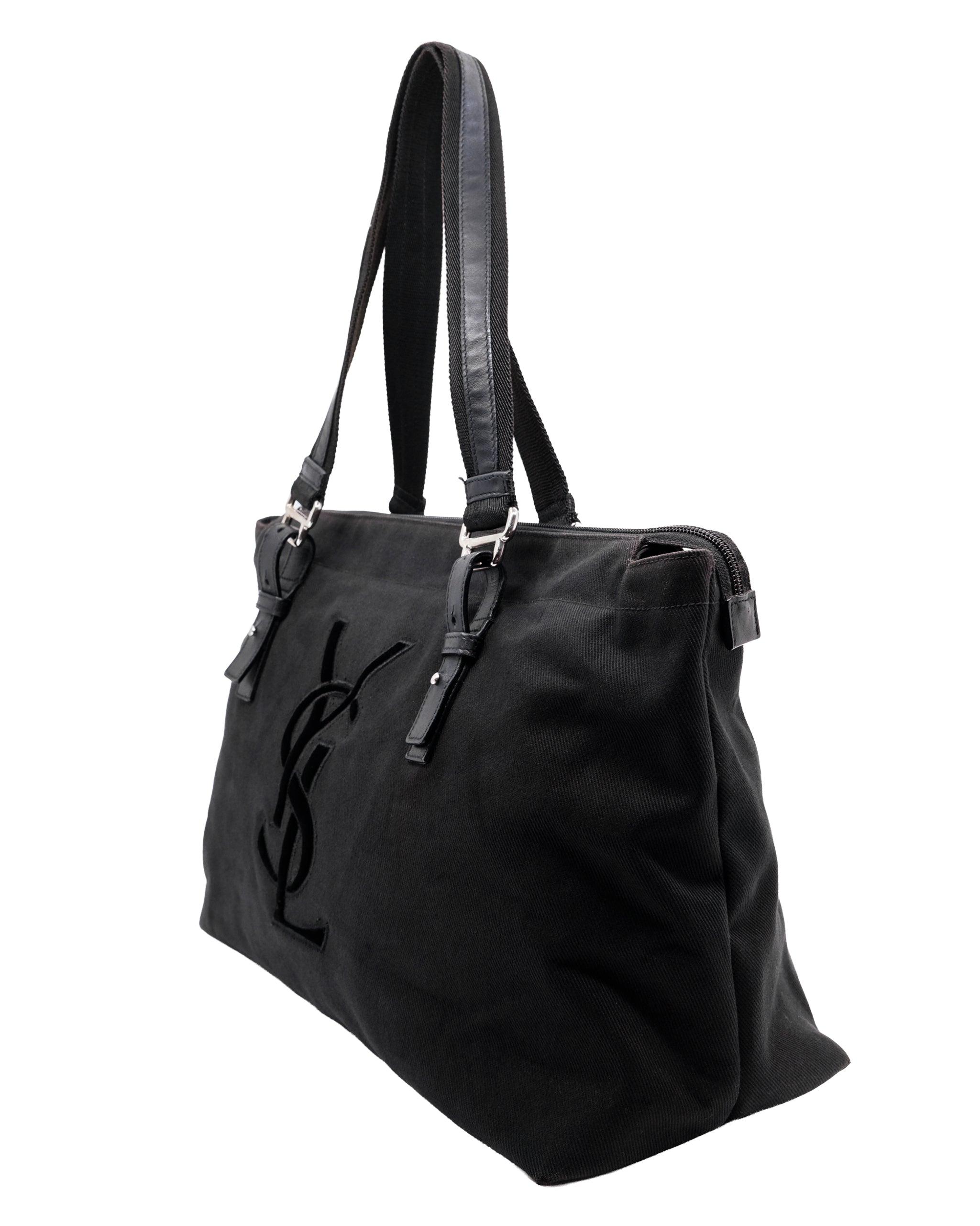 YVES SAINT LAURENT CANVAS SHOULDER BAG