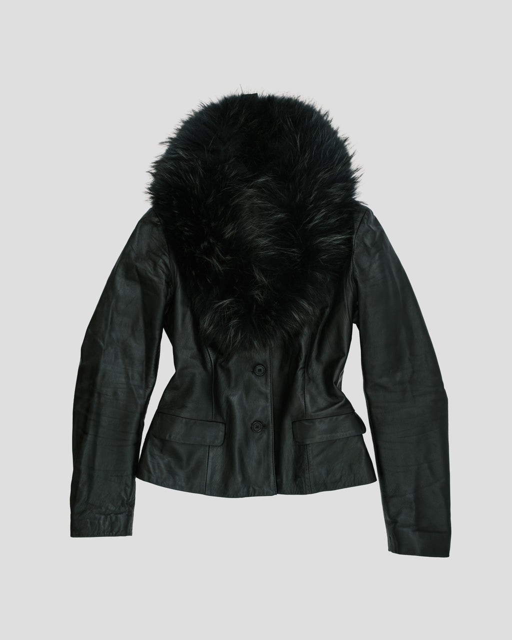 ITALY FUR LEATHER JACKET S
