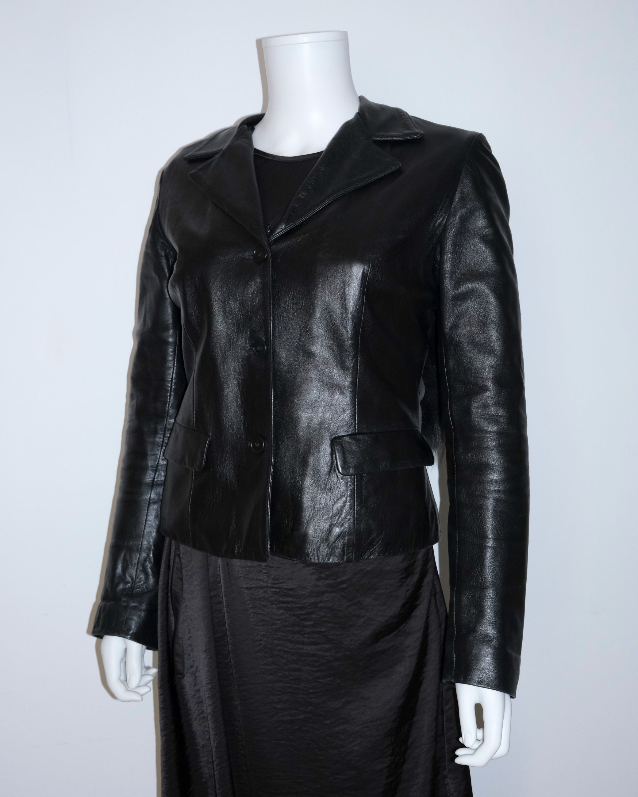 ITALY FUR LEATHER JACKET S
