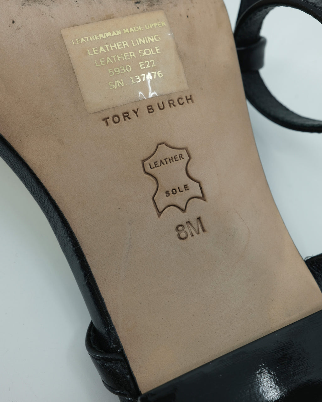 TORY BURCH BLOCK T HEEL STRAPPY SANDALS 8US