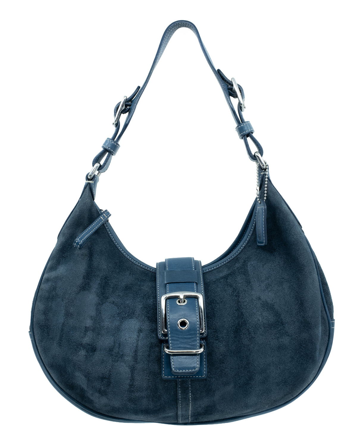 COACH SUEDE BLUE SHOULDER BAG