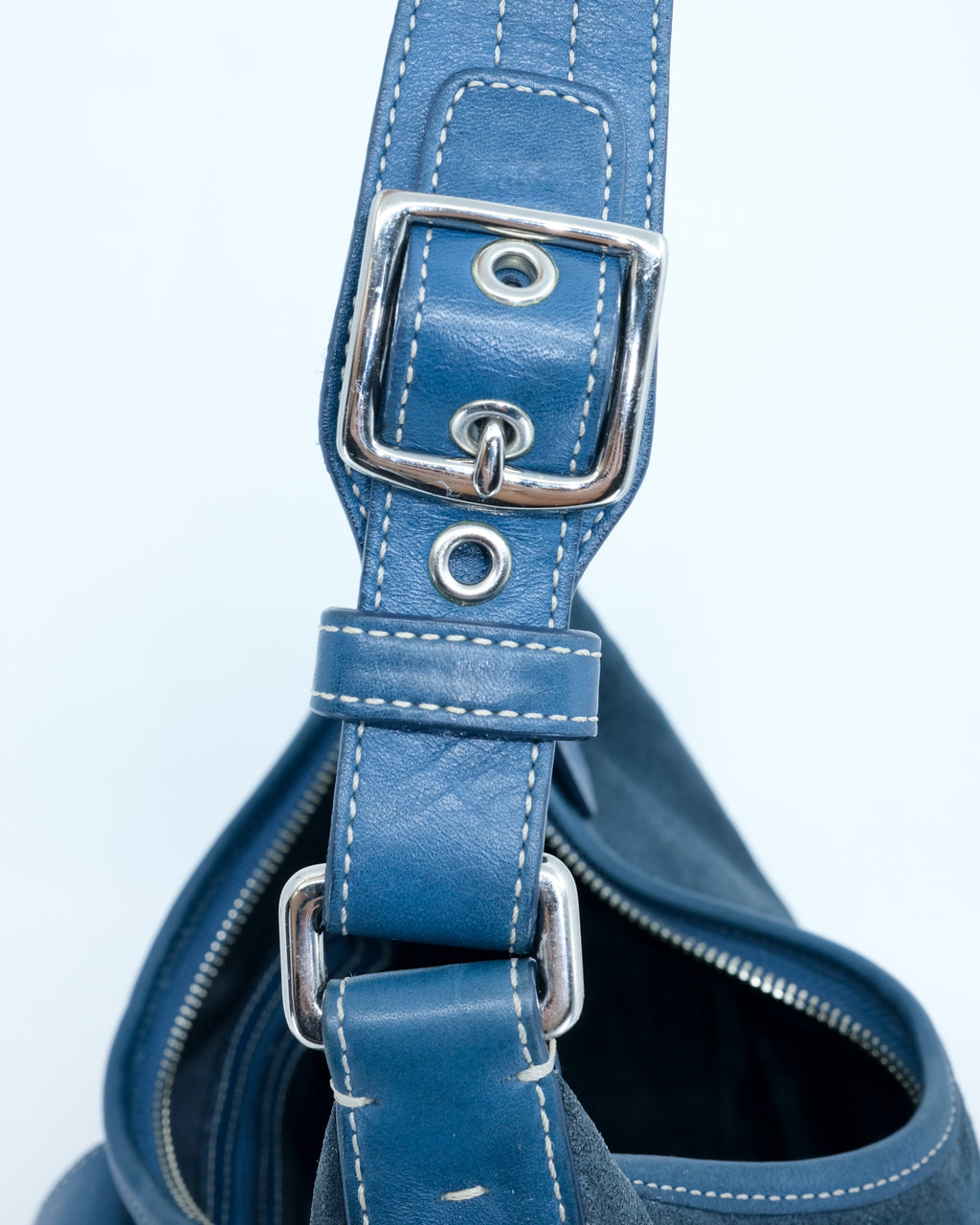 COACH SUEDE BLUE SHOULDER BAG
