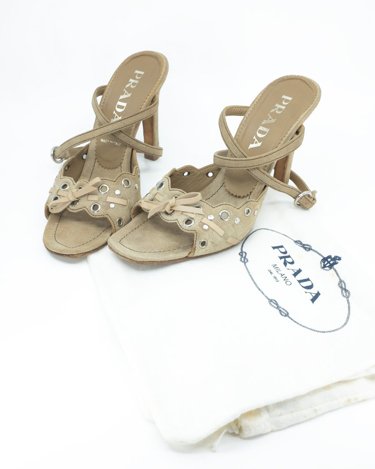 PRADA SUEDE HEELS 37.5
