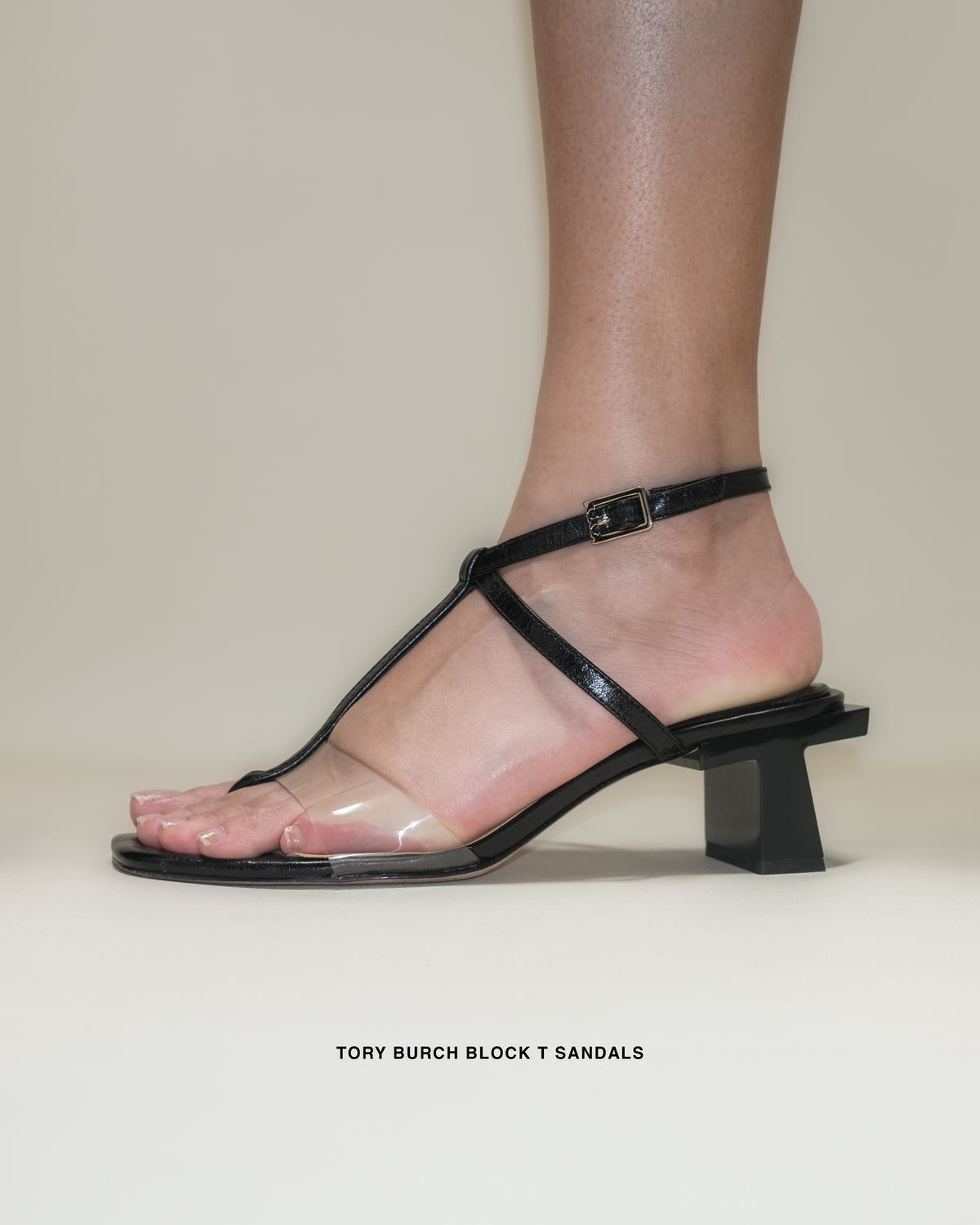 TORY BURCH BLOCK T HEEL STRAPPY SANDALS 8US