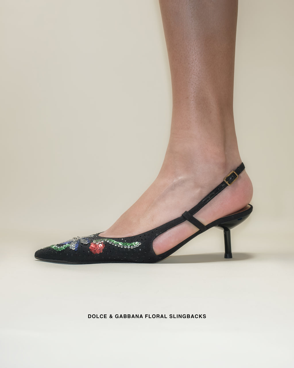 DOLCE & GABBANA FLORAL KITTEN HEELS (36)