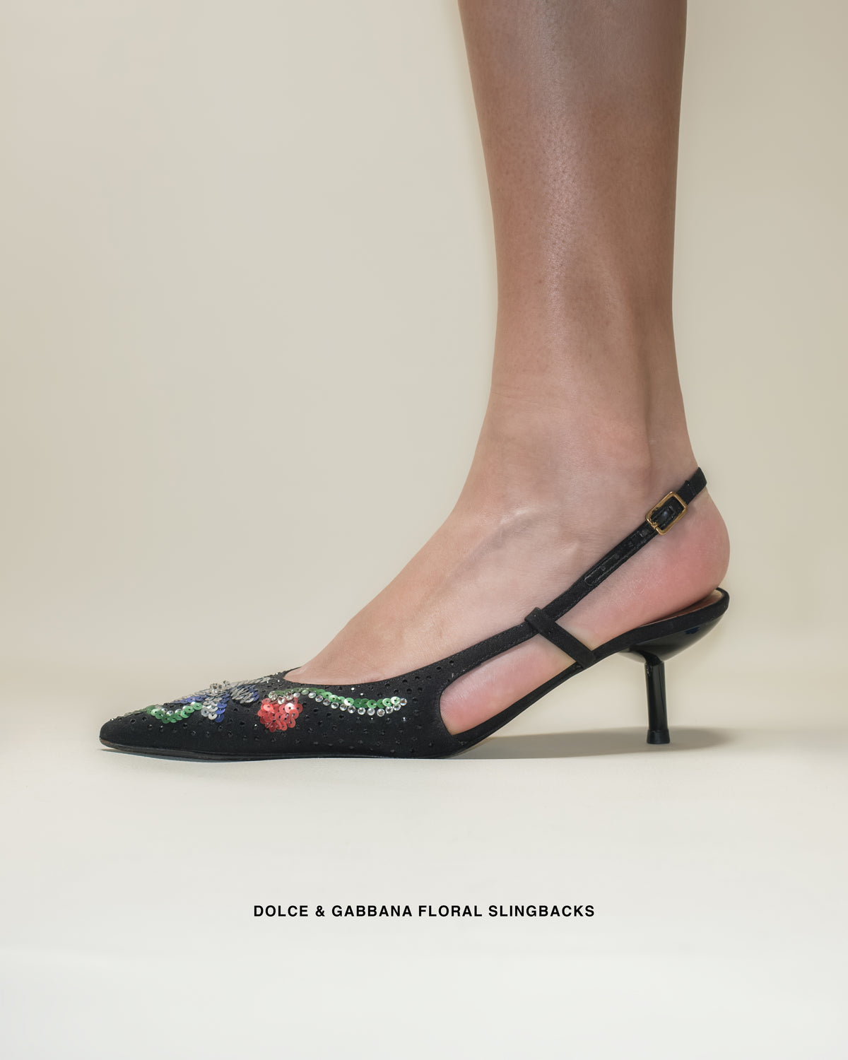 DOLCE & GABBANA FLORAL KITTEN HEELS (36)