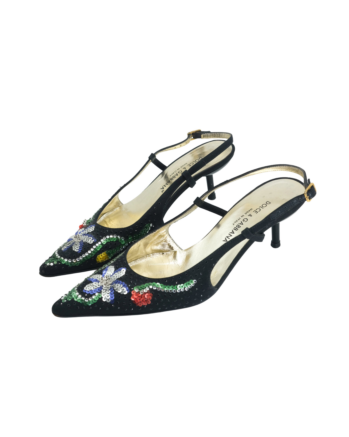 DOLCE & GABBANA FLORAL KITTEN HEELS (36)