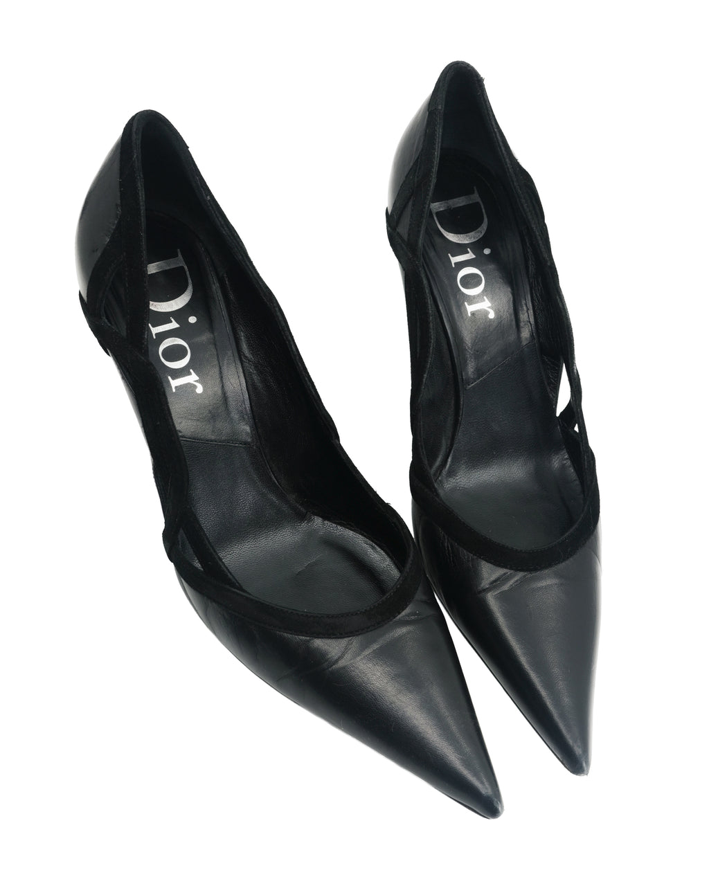 CHRISTIAN DIOR LEATHER & VELVET HEELS (38)