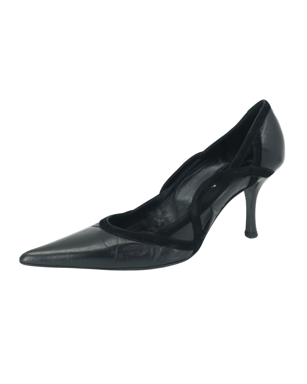 CHRISTIAN DIOR LEATHER & VELVET HEELS (38)
