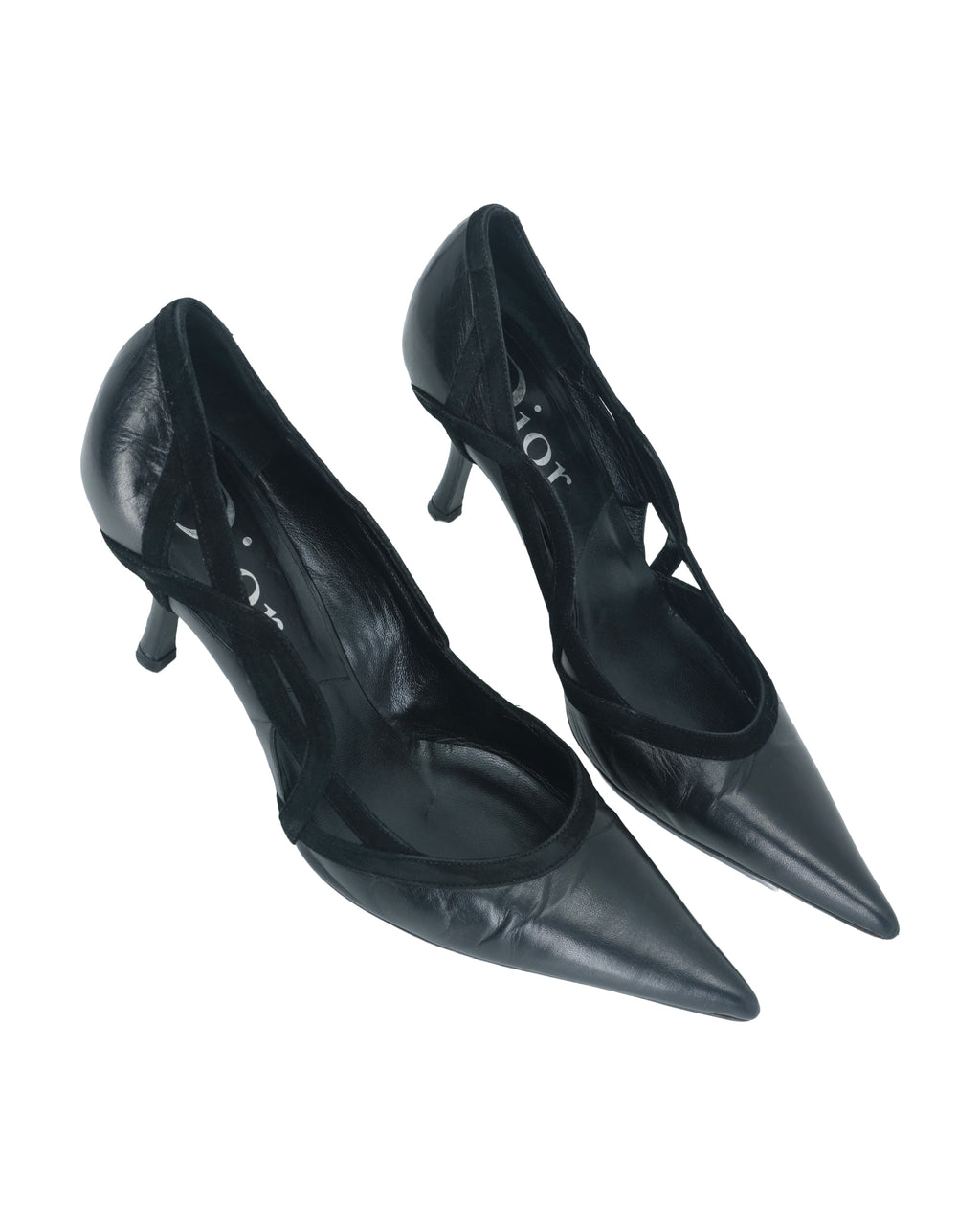CHRISTIAN DIOR LEATHER & VELVET HEELS (38)
