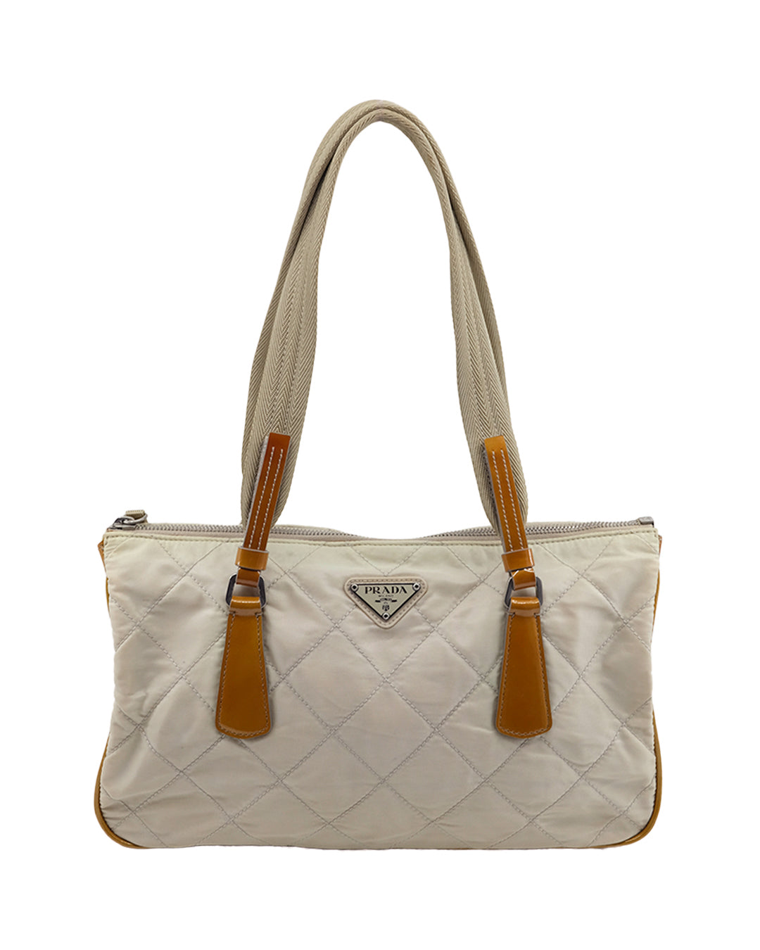 PRADA BEIGE NYLON SHOULDER BAG