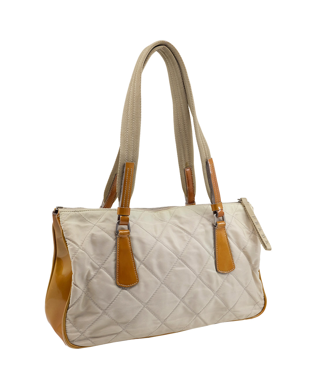 PRADA BEIGE NYLON SHOULDER BAG