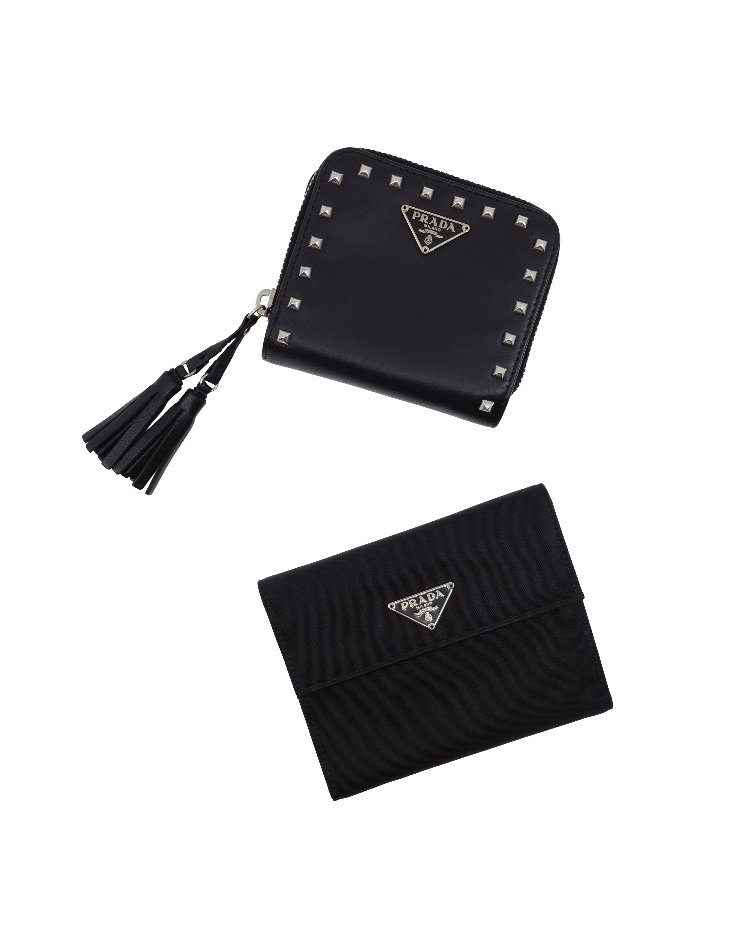 PRADA STUDS LEATHER WALLET