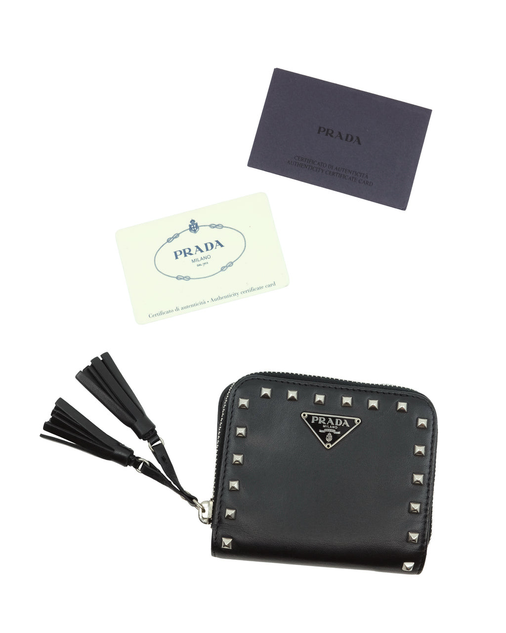 PRADA STUDS LEATHER WALLET