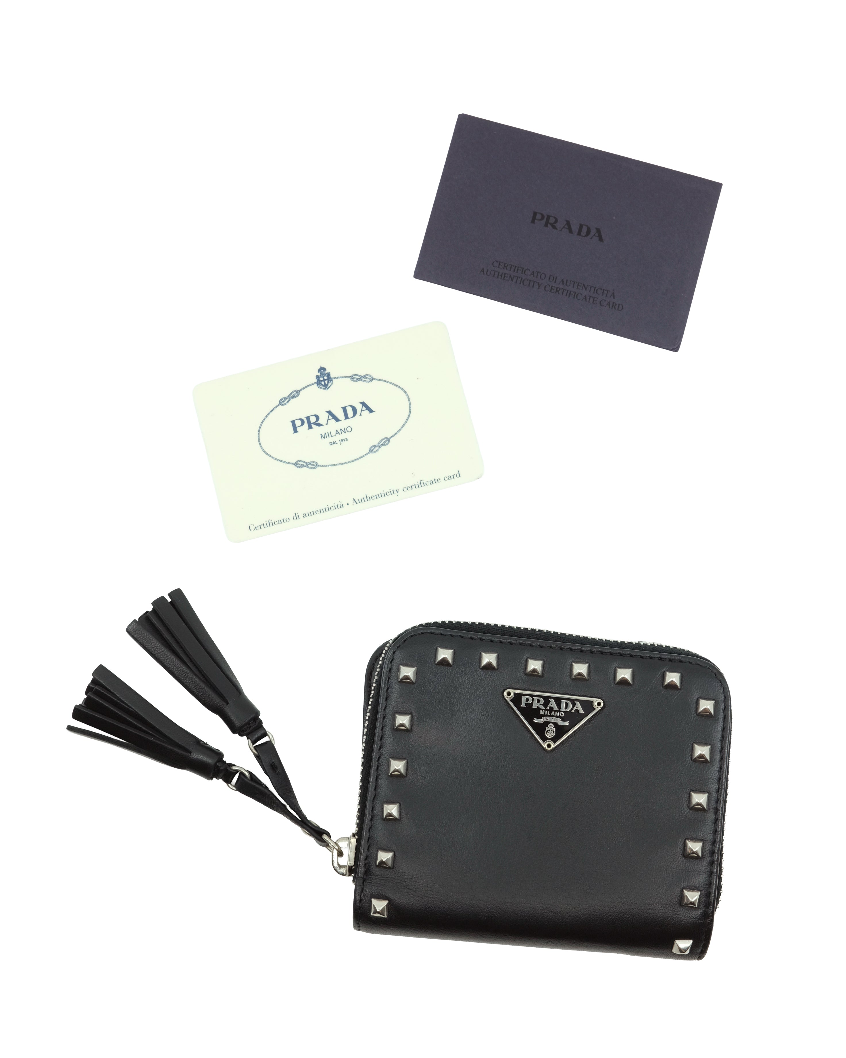 PRADA STUDS LEATHER WALLET