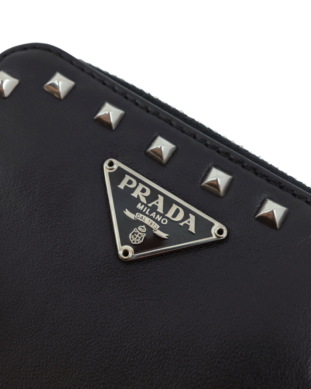 PRADA STUDS LEATHER WALLET
