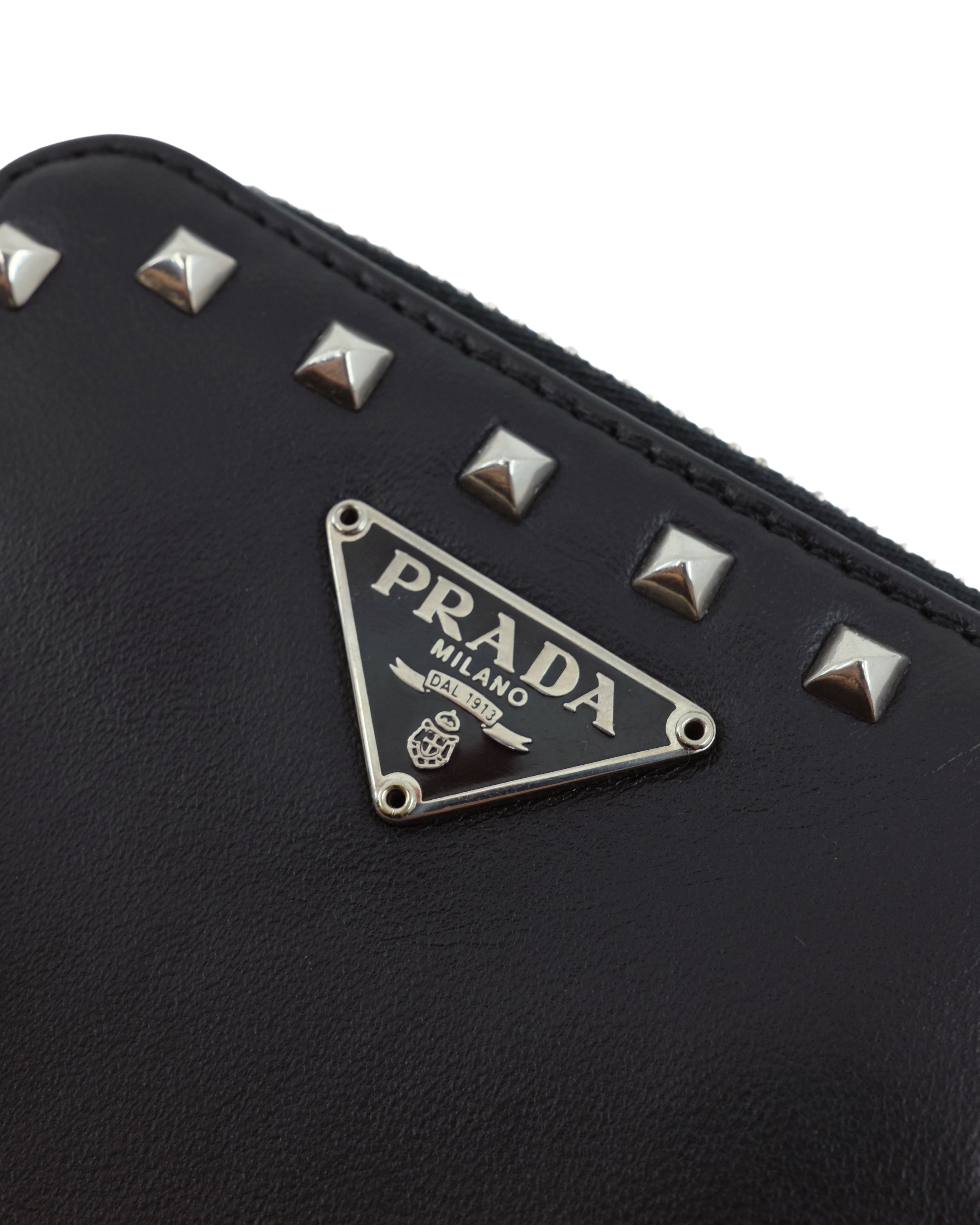PRADA STUDS LEATHER WALLET