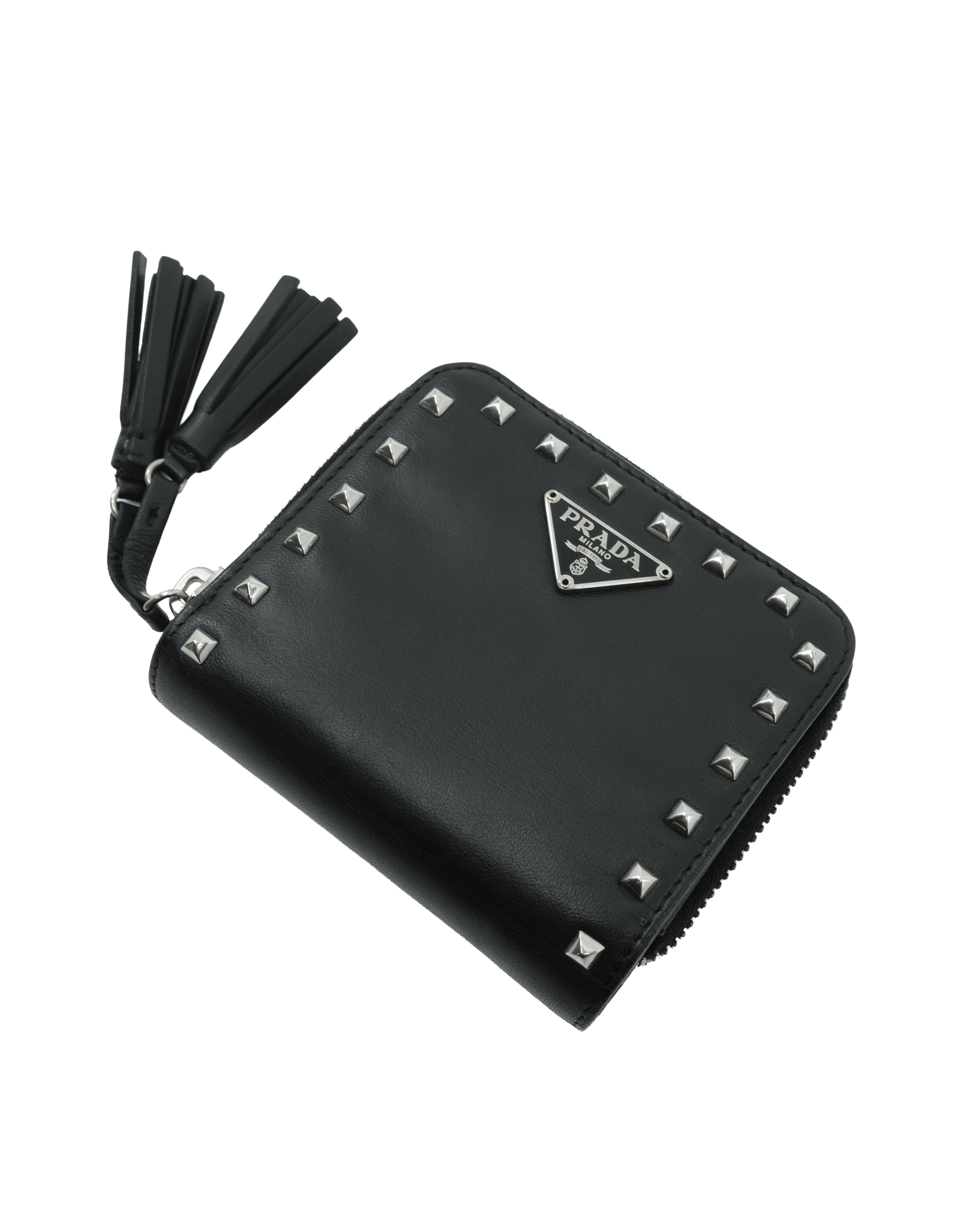 PRADA STUDS LEATHER WALLET